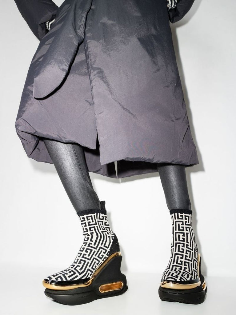 Black B-bold 50 High Top Monogram Wedge Sneakers