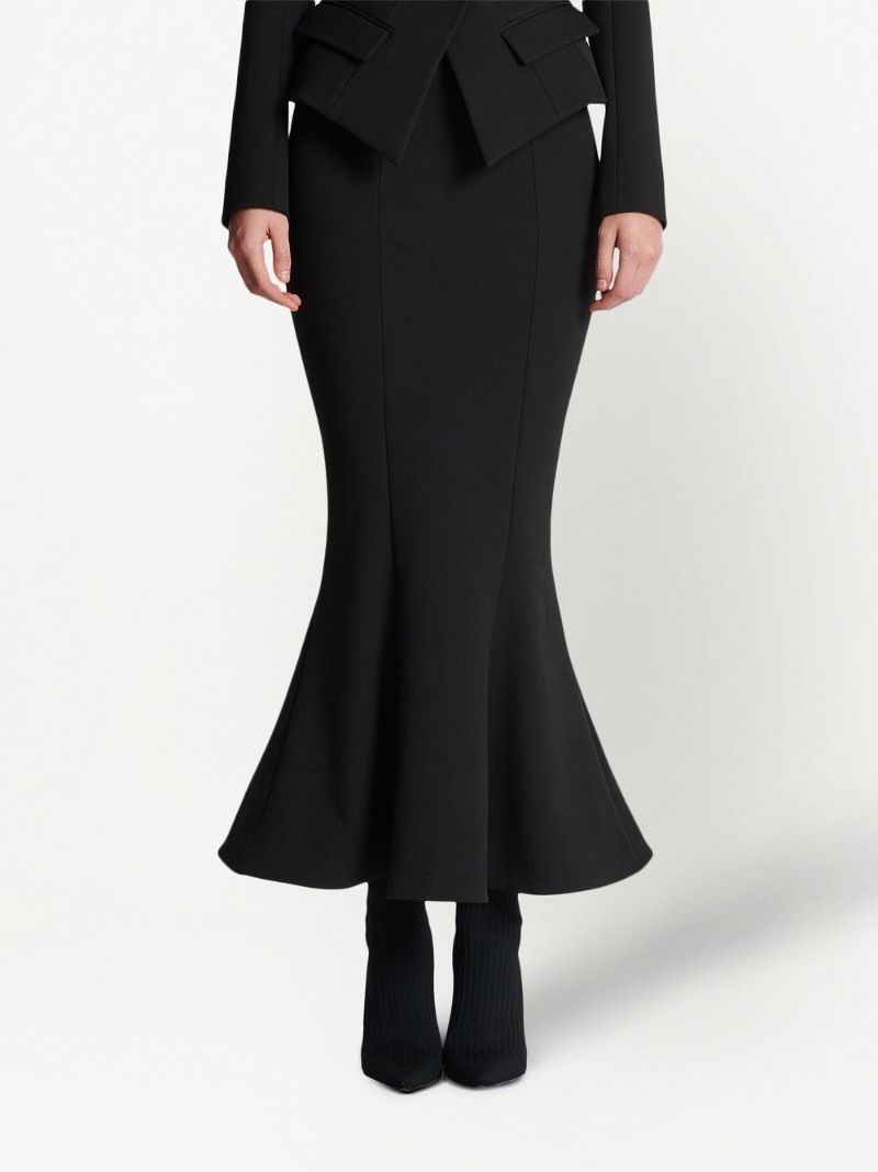Black Grain De Poudre Midi Skirt