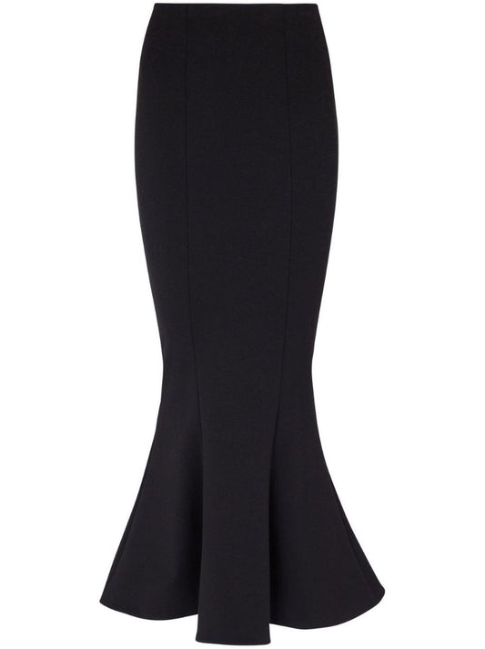 Black Grain De Poudre Midi Skirt