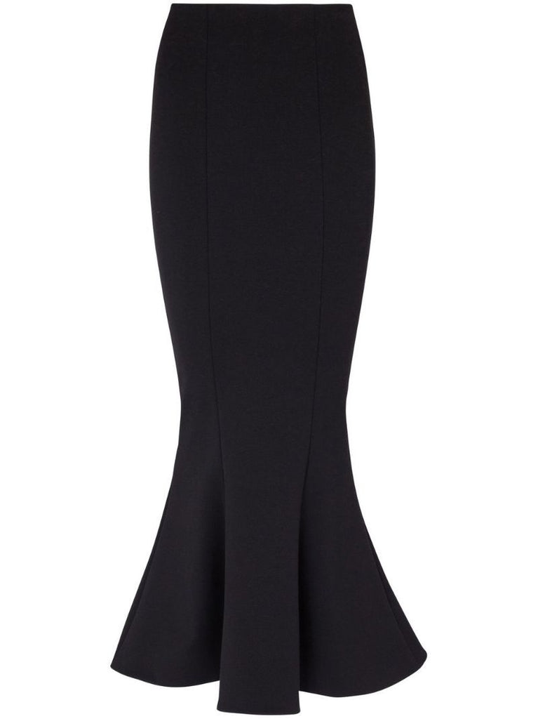 Black Grain De Poudre Midi Skirt