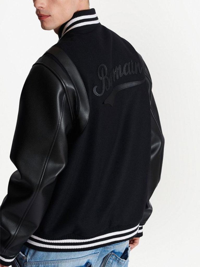 Black Logo Patch Bomber Jacket