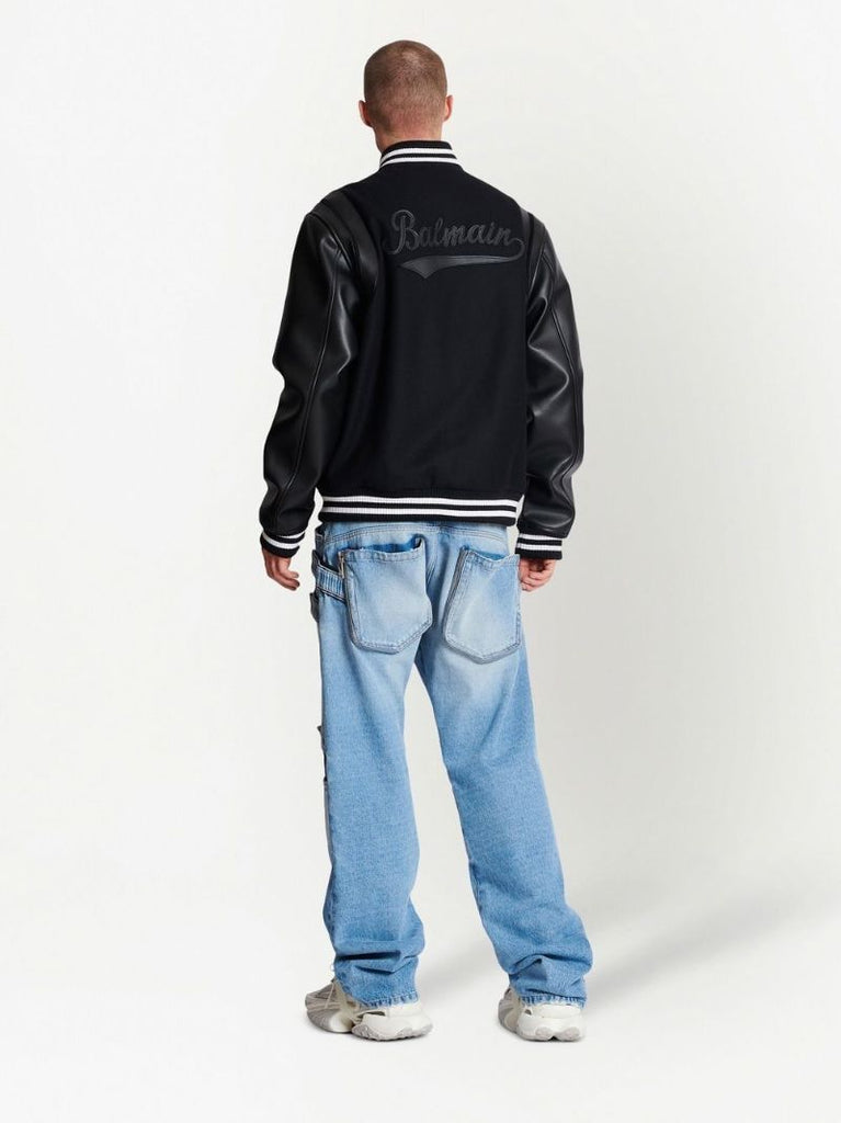 Black Logo Patch Bomber Jacket