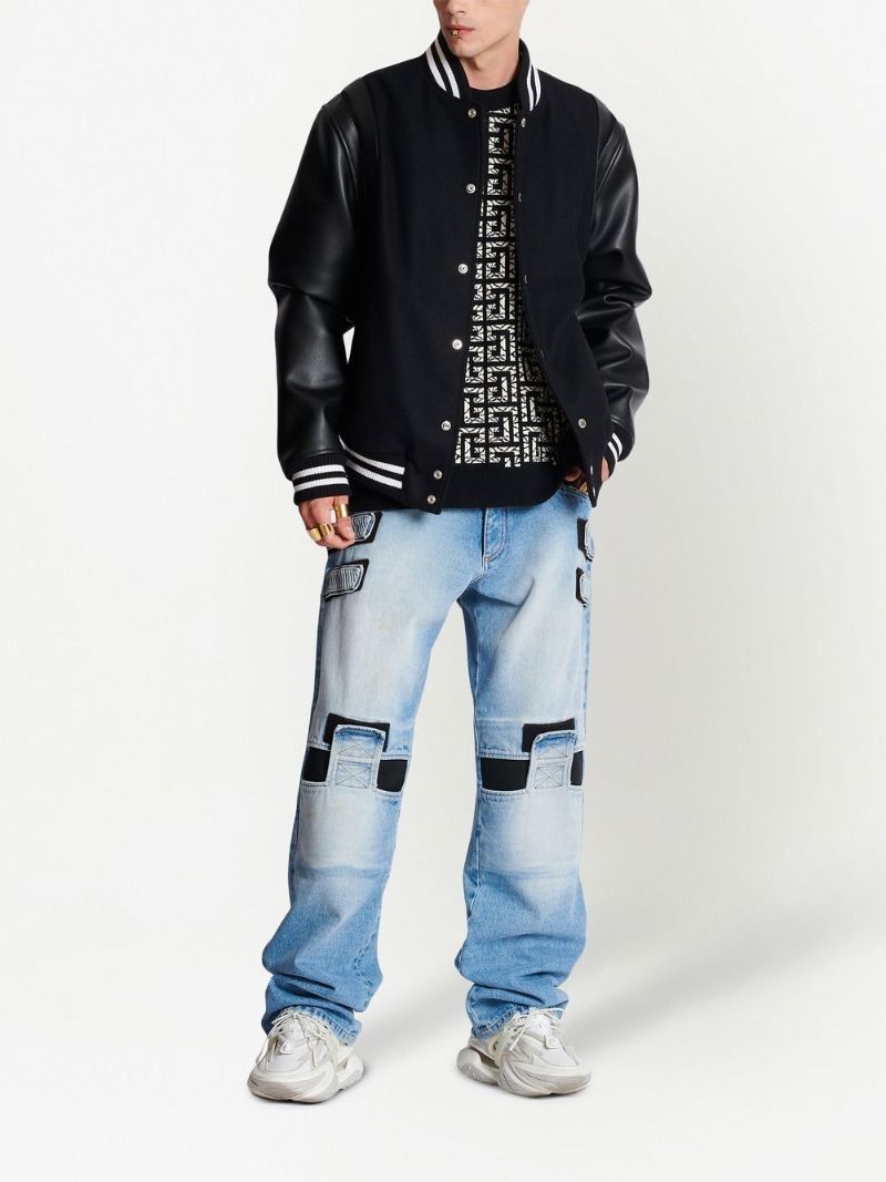 Black Logo Patch Bomber Jacket