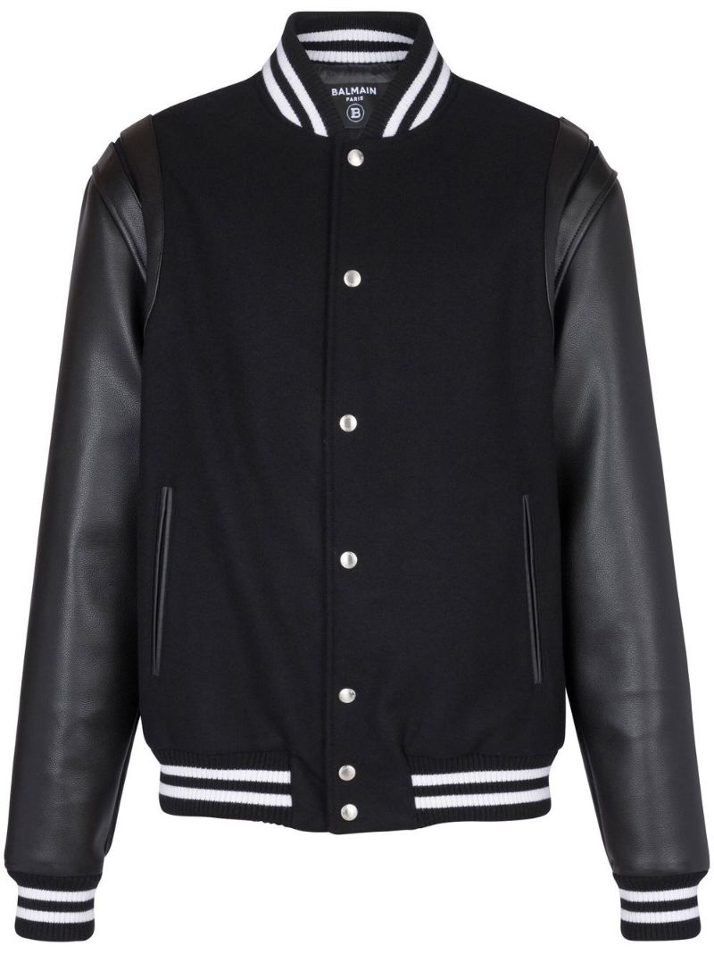 Black Logo Patch Bomber Jacket