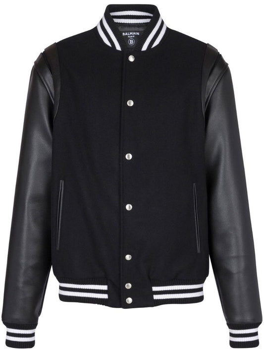 Black Logo Patch Bomber Jacket
