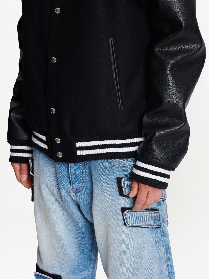 Black Logo Patch Bomber Jacket