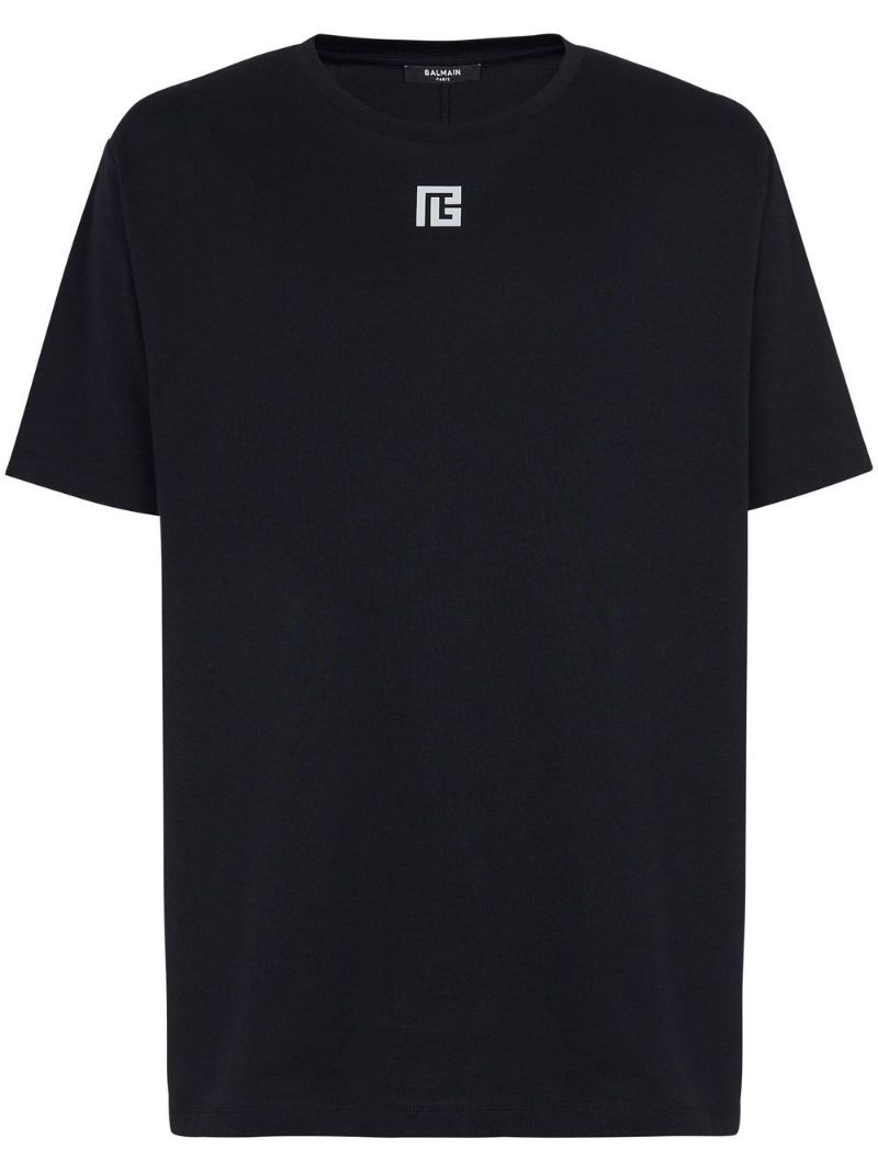 Black Pb Logo Print Organic Cotton T-shirt