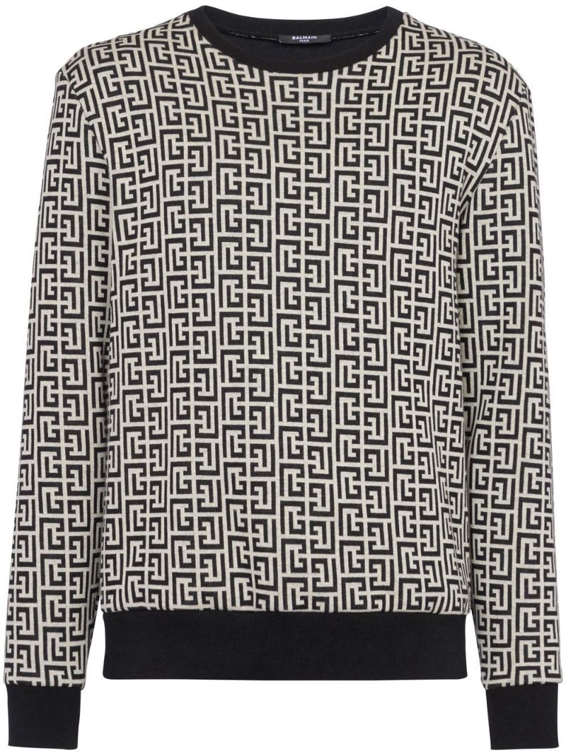 Black Monogram Print Sweatshirt