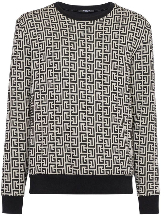 Black Monogram Print Sweatshirt