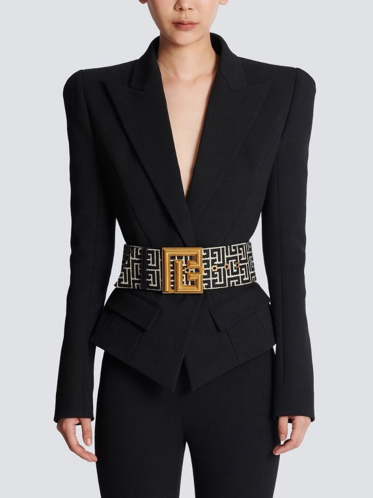 Black Monogram Wide Belt