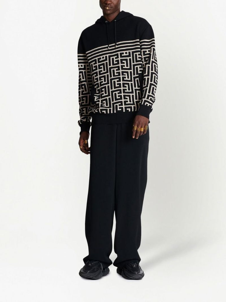 Black Pb Monogram Pattern Sweater