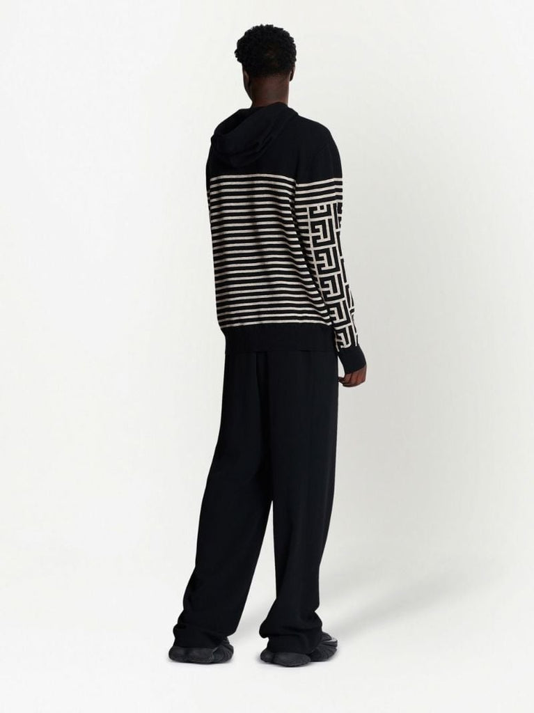 Black Pb Monogram Pattern Sweater