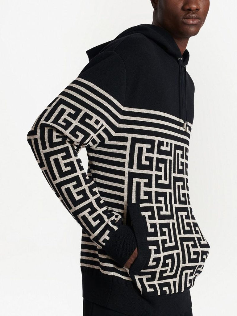 Black Pb Monogram Pattern Sweater