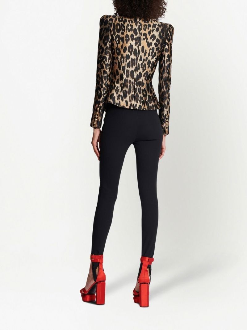 Black Leopard Jacquard Double-breasted Blazer