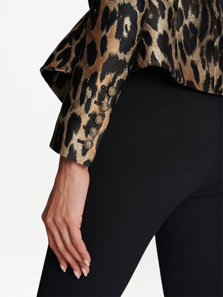 Black Leopard Jacquard Double-breasted Blazer