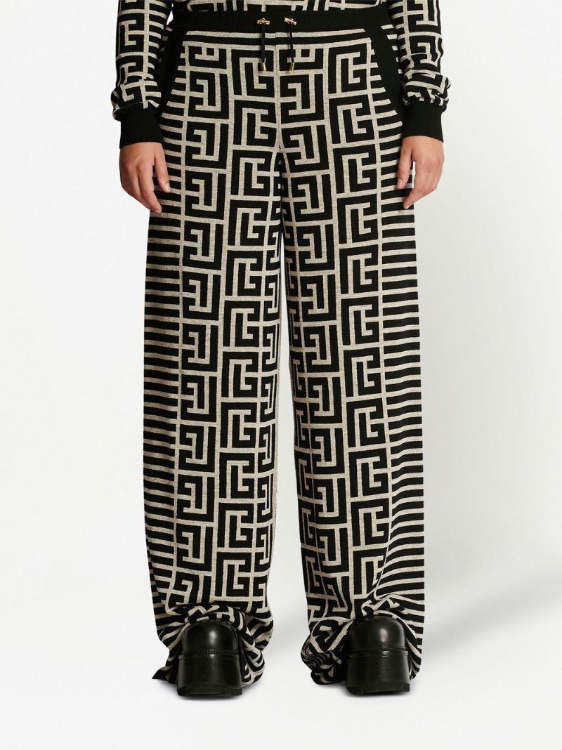 Black Monogram Jacquard Flared Trousers