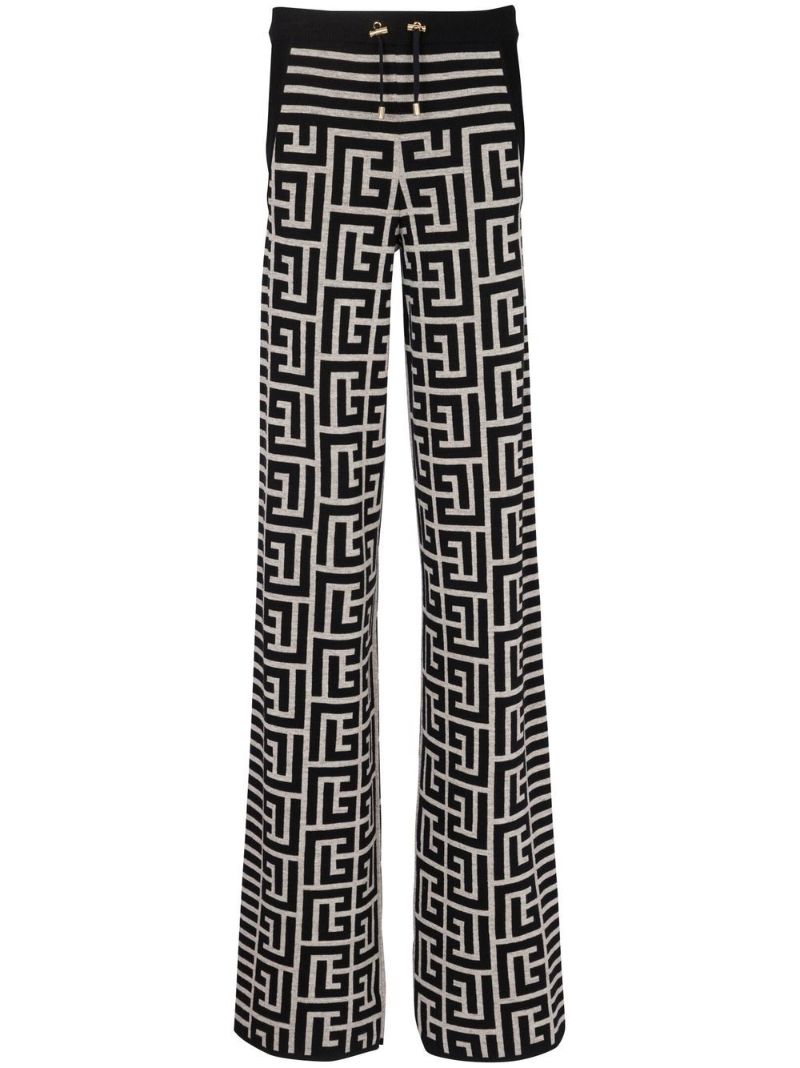 Black Monogram Jacquard Flared Trousers