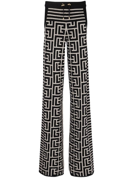 Black Monogram Jacquard Flared Trousers