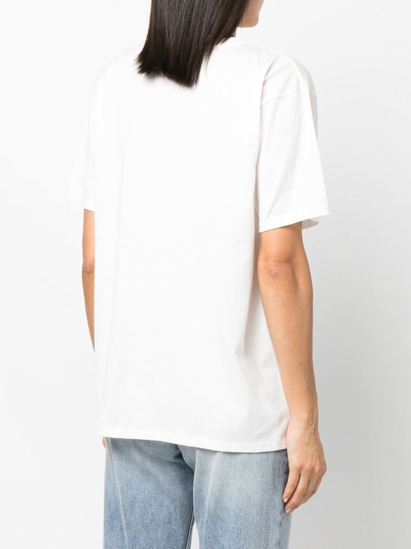 White Logo Print Cotton T-shirt