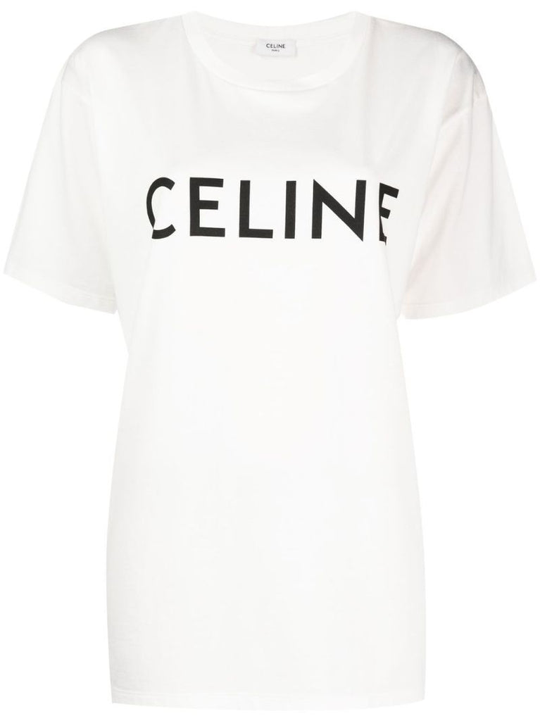 White Logo Print Cotton T-shirt