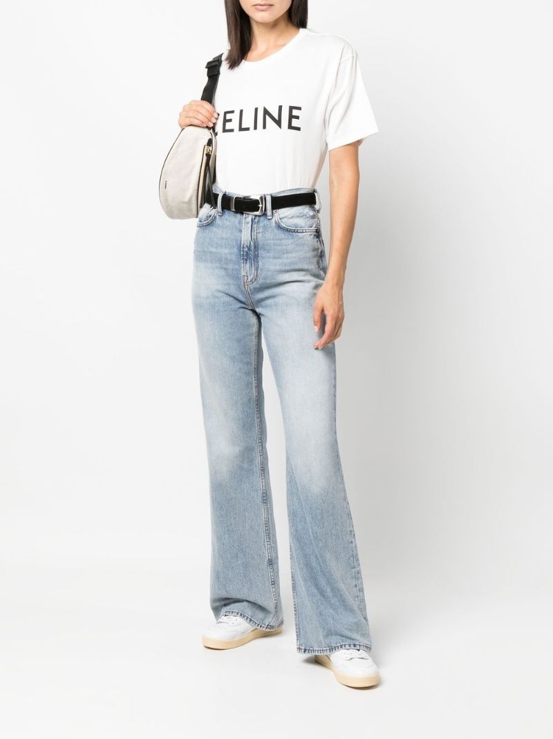 White Logo Print Cotton T-shirt