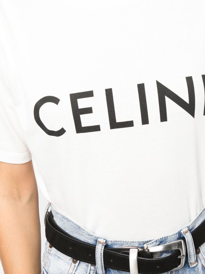 White Logo Print Cotton T-shirt