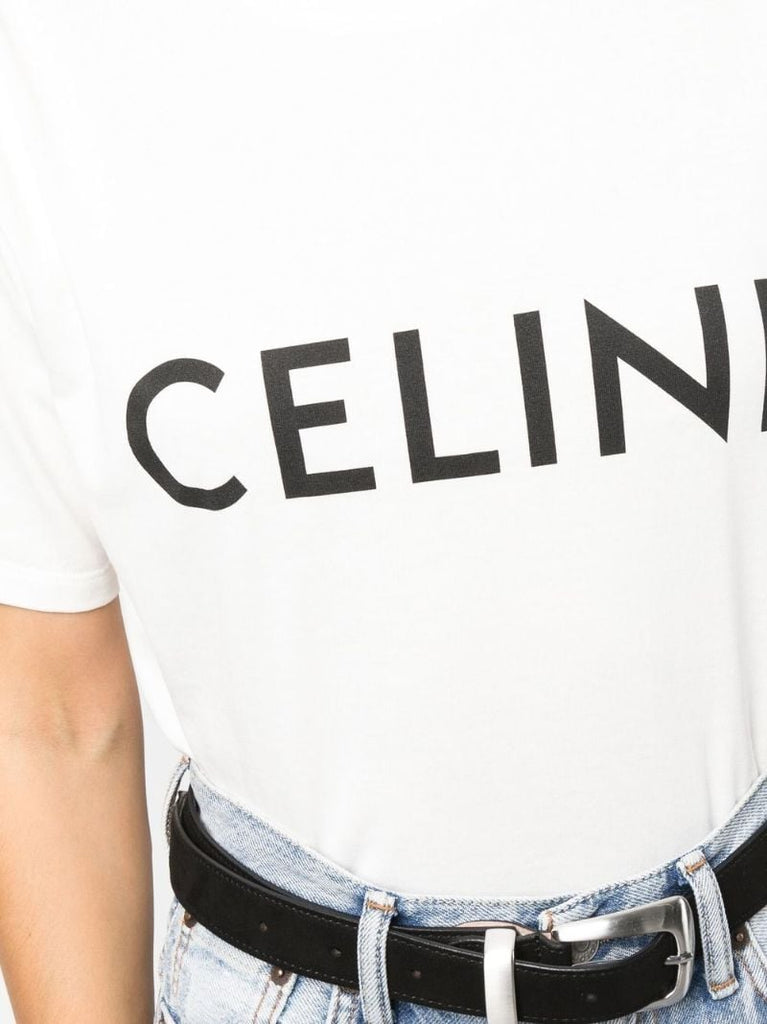 White Logo Print Cotton T-shirt