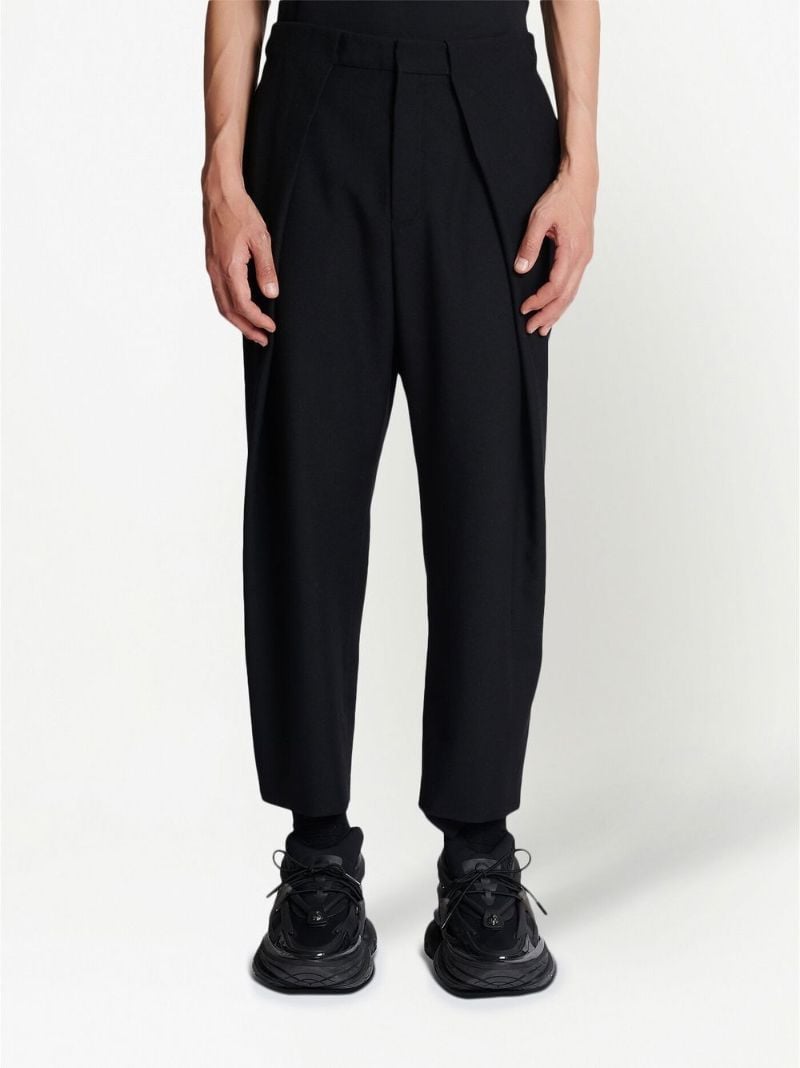 Black Pleated Wool Trousers