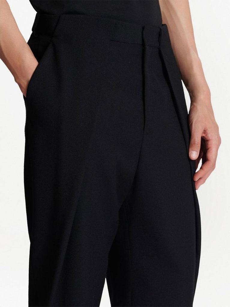 Black Pleated Wool Trousers