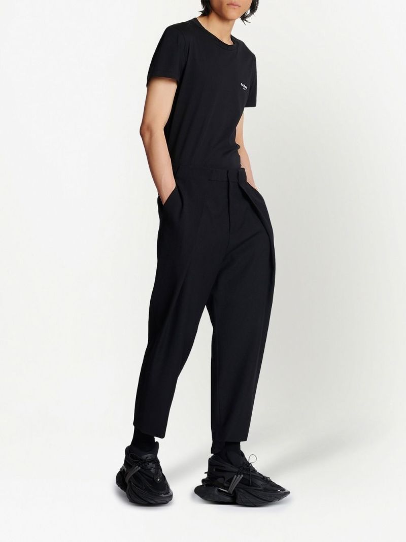 Black Pleated Wool Trousers
