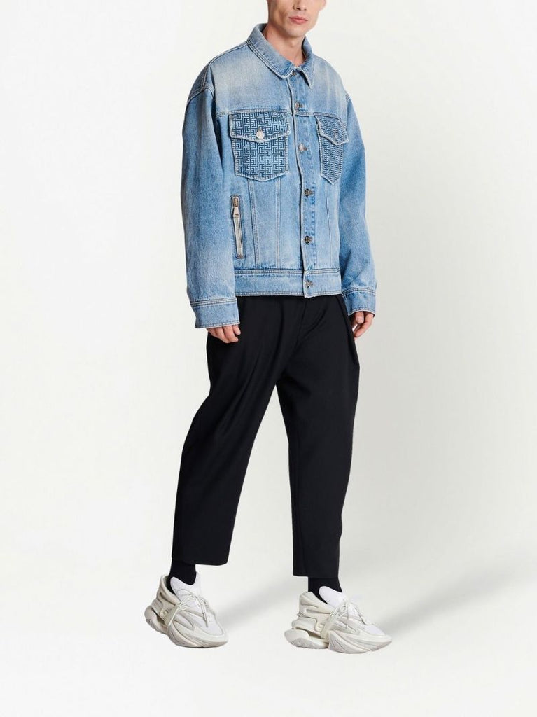 Blue Monogram Print Denim Jacket