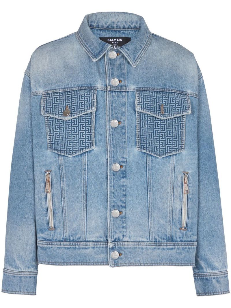 Blue Monogram Print Denim Jacket