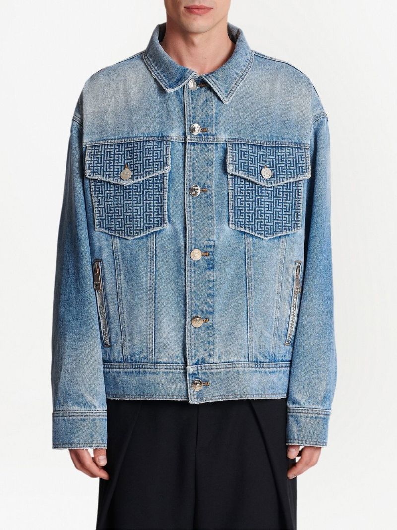 Blue Monogram Print Denim Jacket