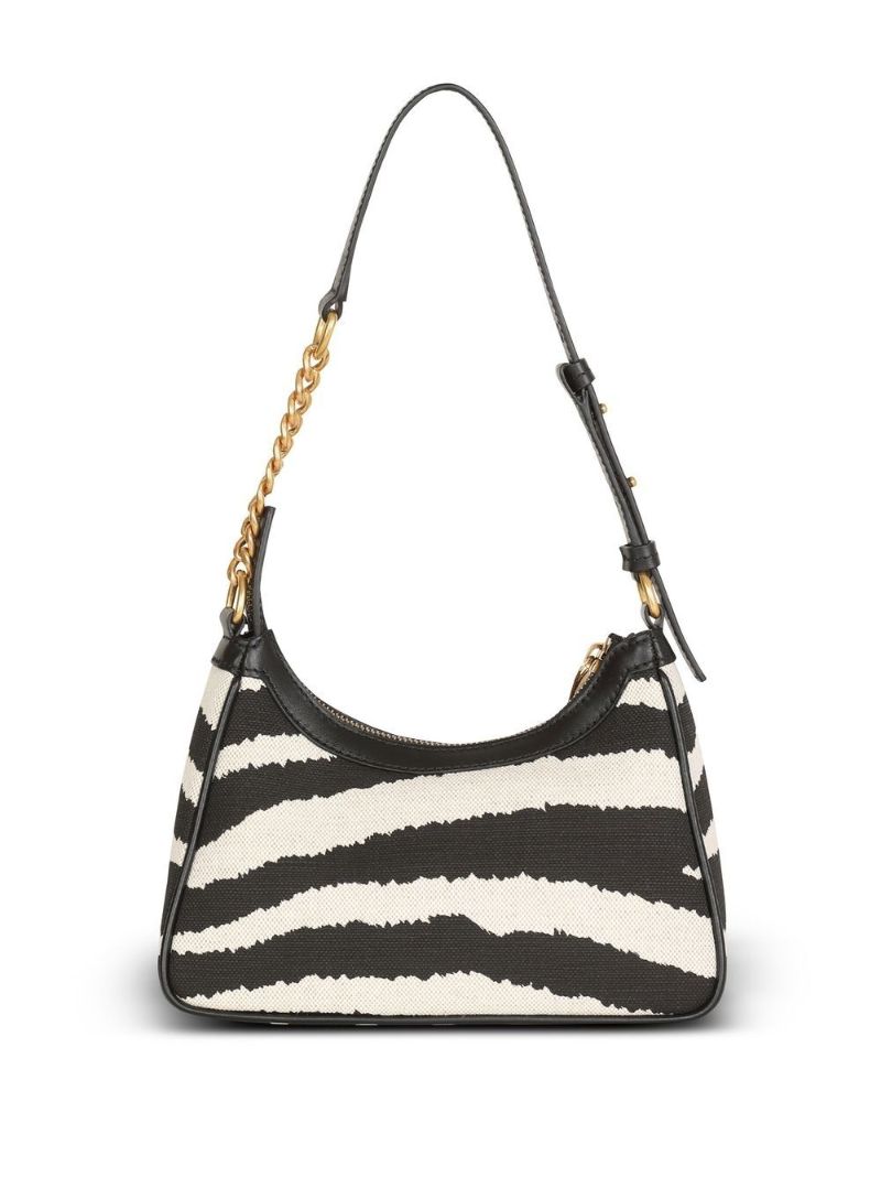 Black B-army Zebra Print Shoulder Bag