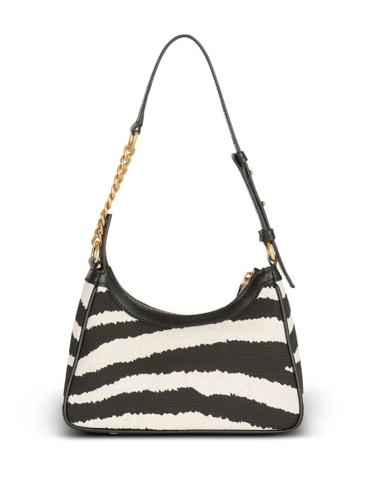 Black B-army Zebra Print Shoulder Bag