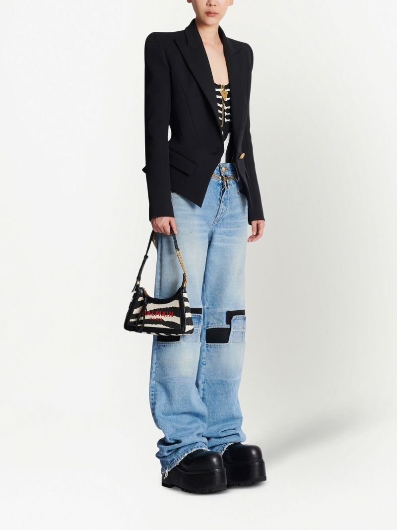 Black B-army Zebra Print Shoulder Bag