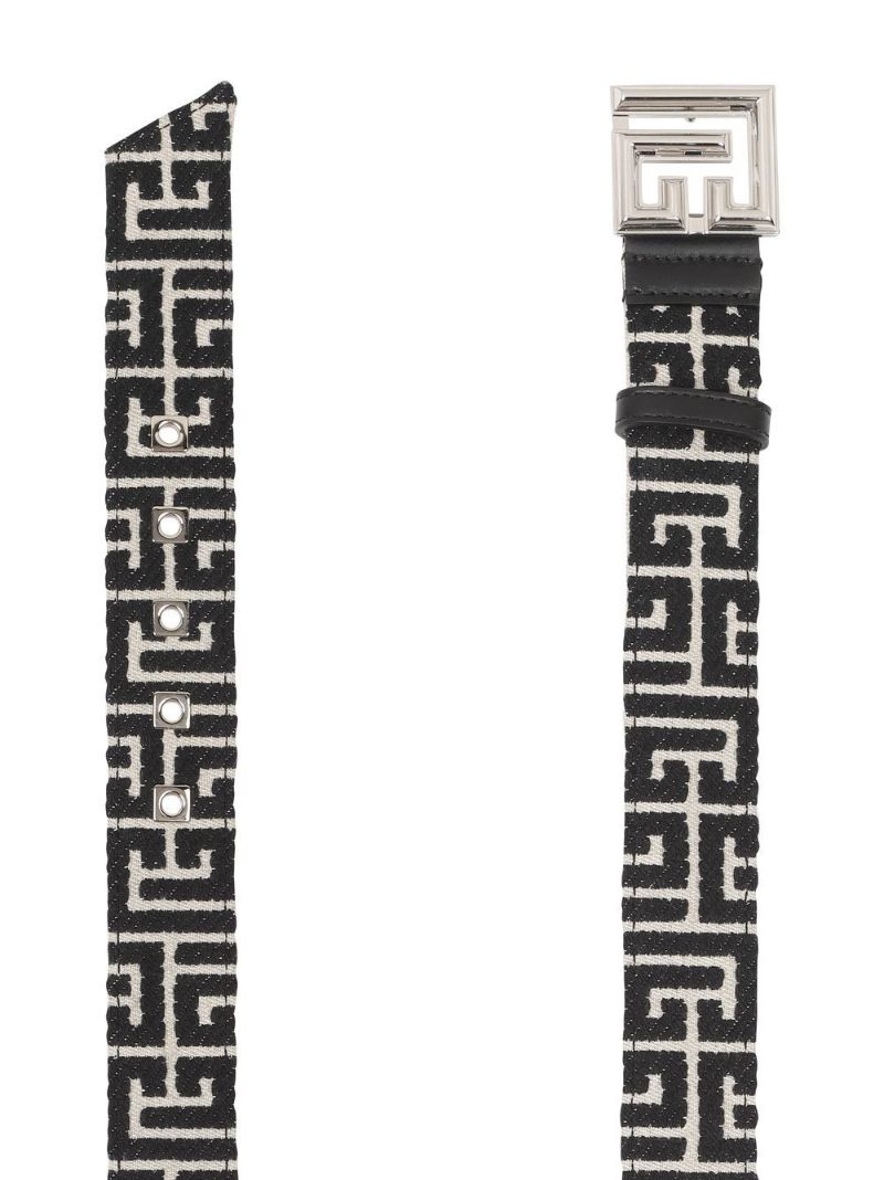 Black and Beige Pb Monogram Jacquard Belt