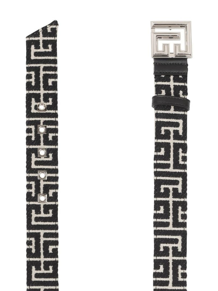 Black and Beige Pb Monogram Jacquard Belt