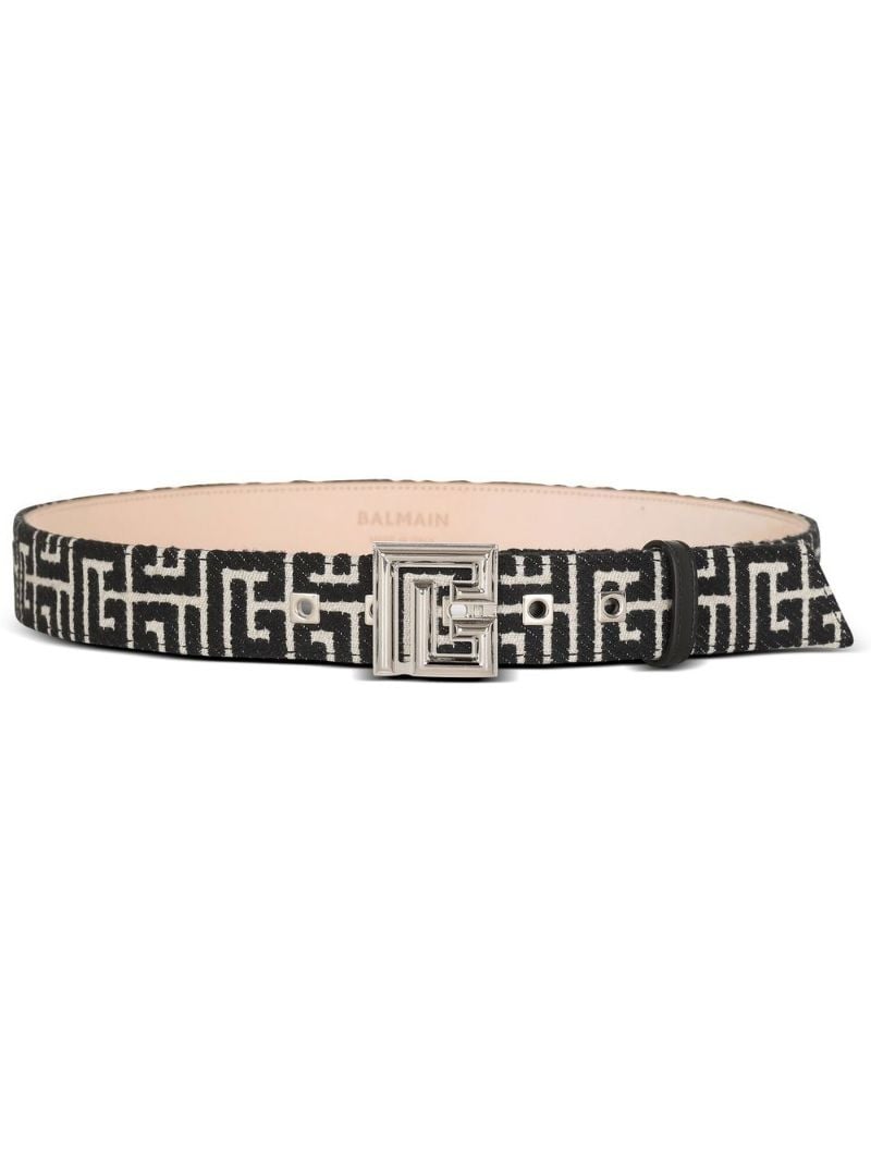 Black and Beige Pb Monogram Jacquard Belt