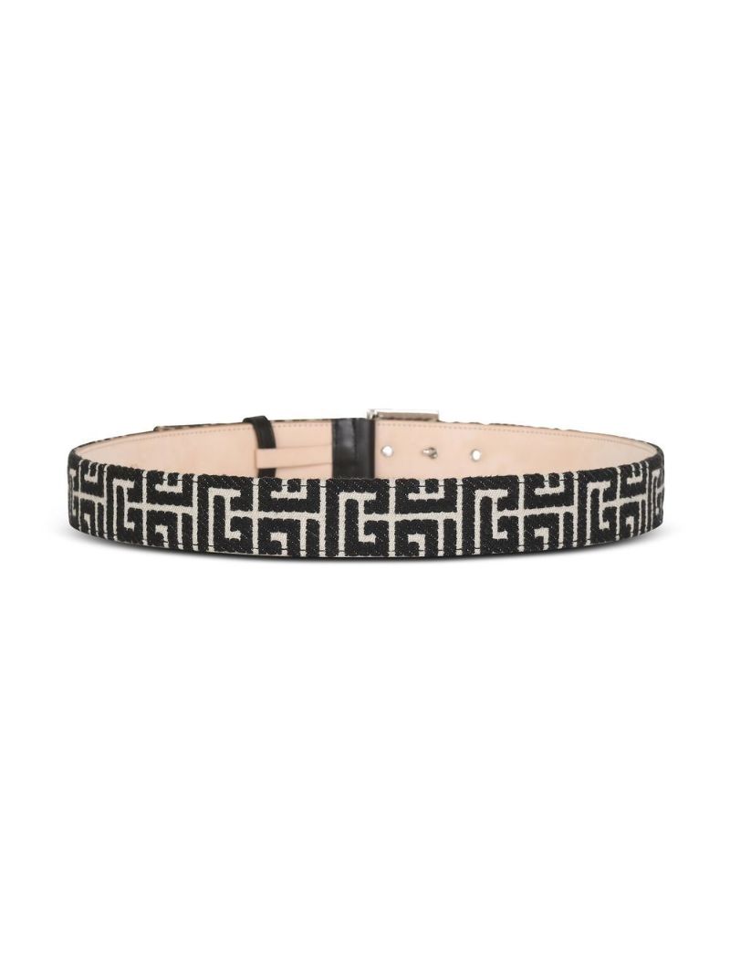 Black and Beige Pb Monogram Jacquard Belt