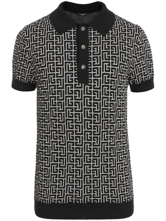 Black Monogram Jacquard Polo Shirt