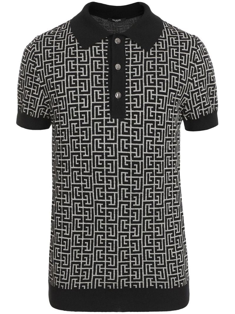 Black Monogram Jacquard Polo Shirt