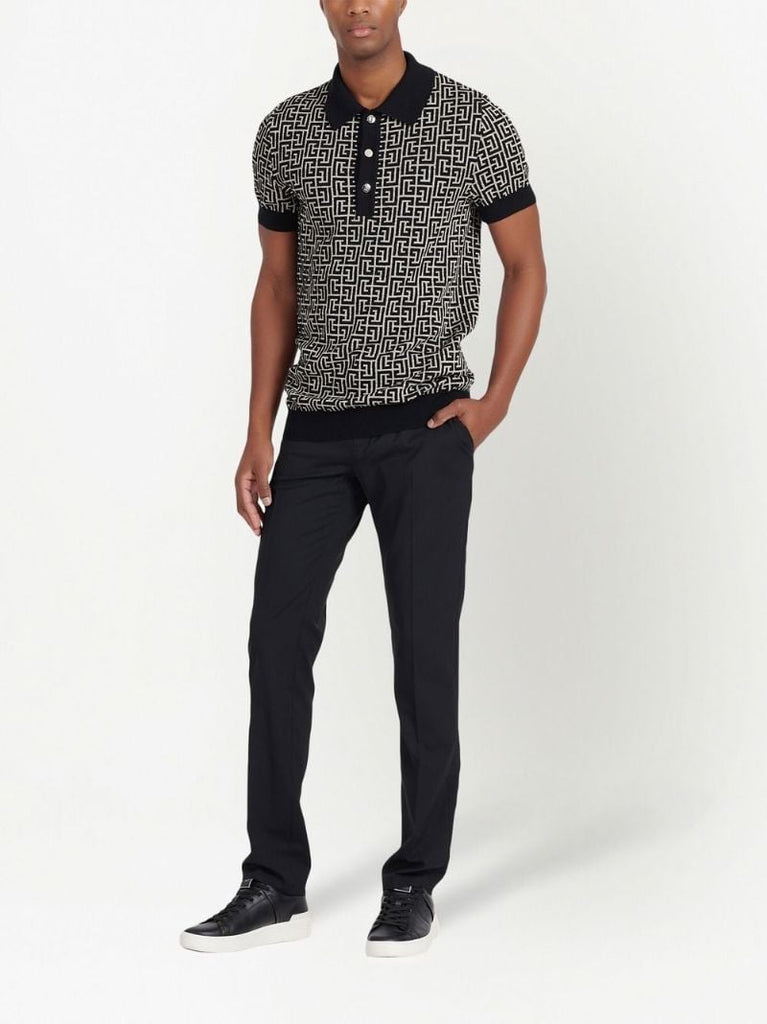 Black Monogram Jacquard Polo Shirt