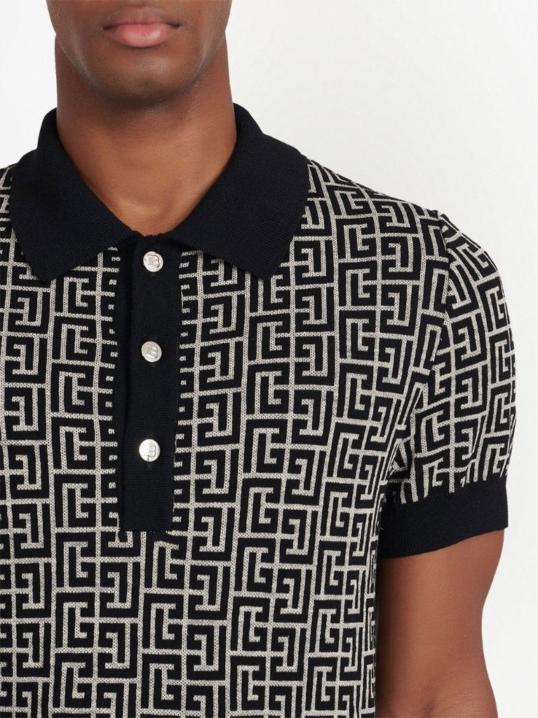 Black Monogram Jacquard Polo Shirt