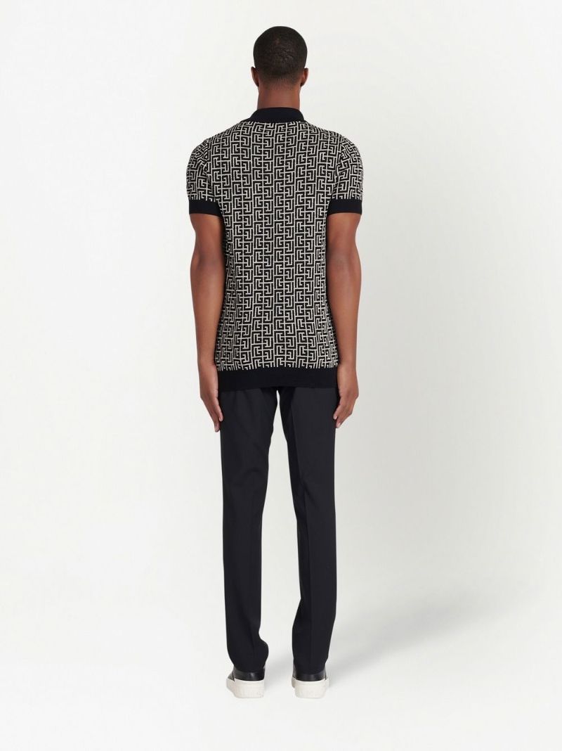 Black Monogram Jacquard Polo Shirt