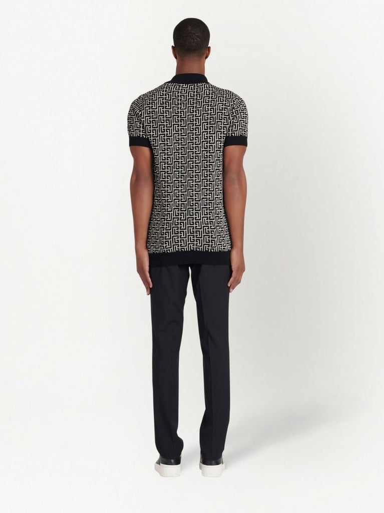Black Monogram Jacquard Polo Shirt