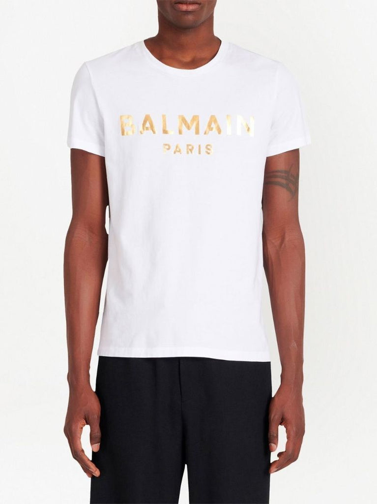 White Metallic Logo Print T-shirt