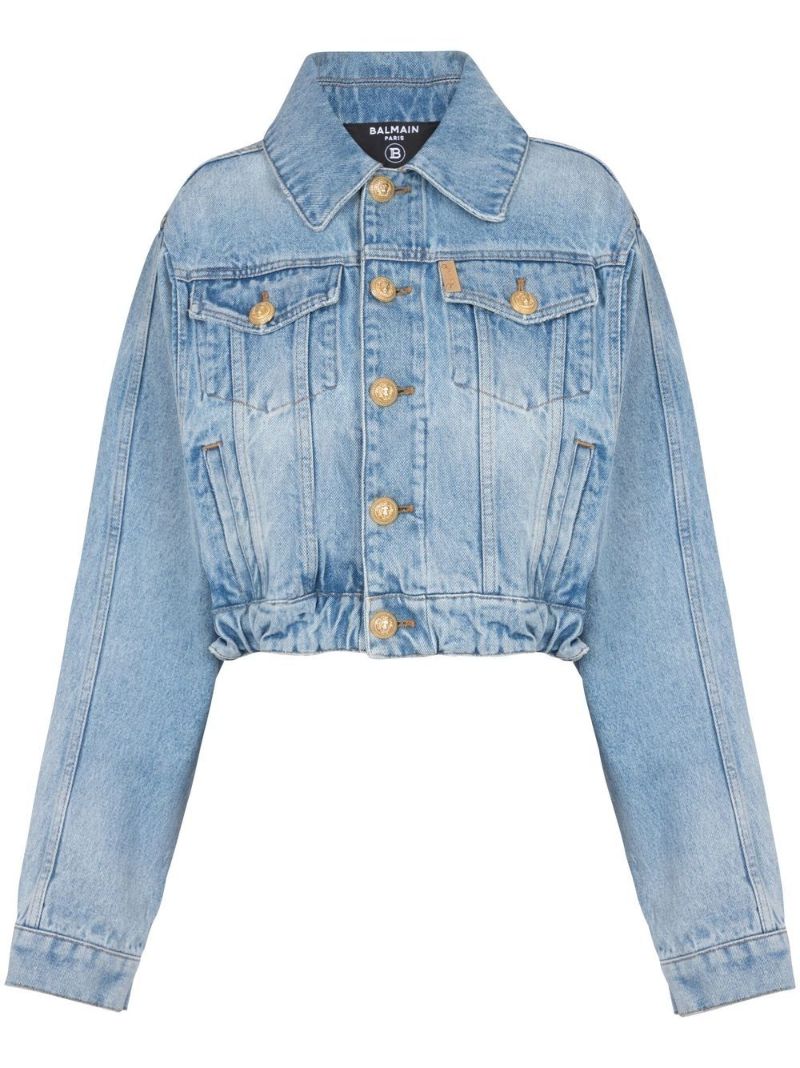 Blue Cropped Denim Jacket