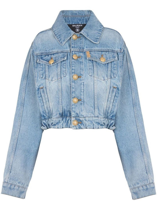 Blue Cropped Denim Jacket