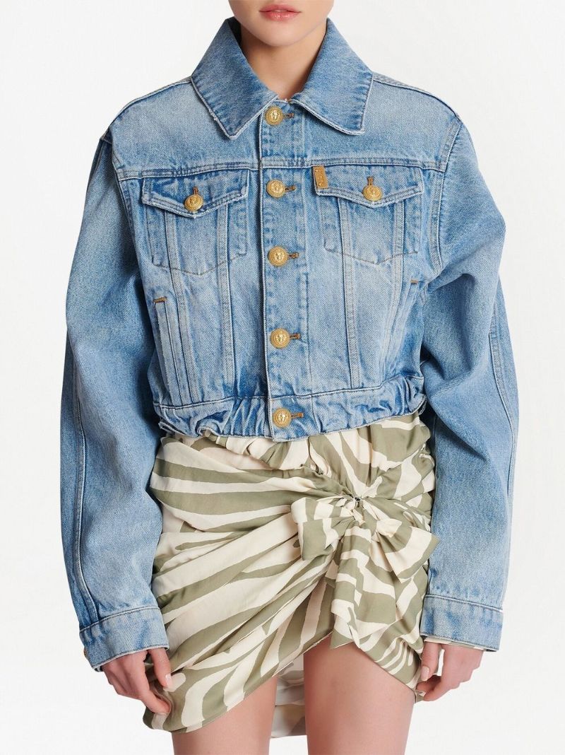 Blue Cropped Denim Jacket